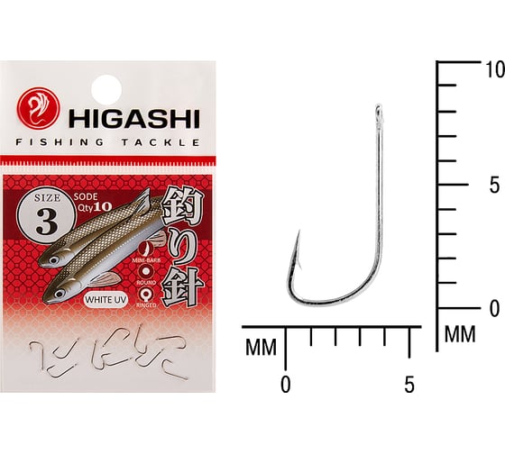 Крючок HIGASHI Sode ringed #3 White UV 03676 1