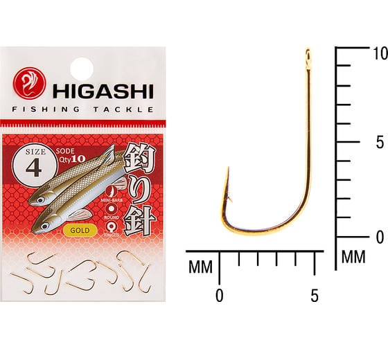 Крючок HIGASHI Sode ringed #4 Gold 04074 1