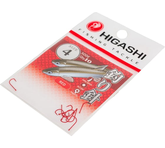 Крючок HIGASHI Sode ringed #4 Red 04075