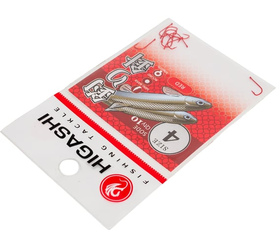 Крючок HIGASHI Sode ringed #4 Red 04075