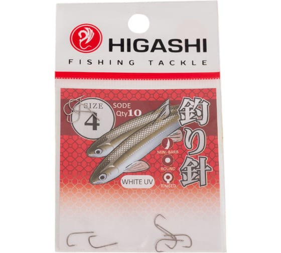 Крючок HIGASHI Sode ringed #4 White UV 04077