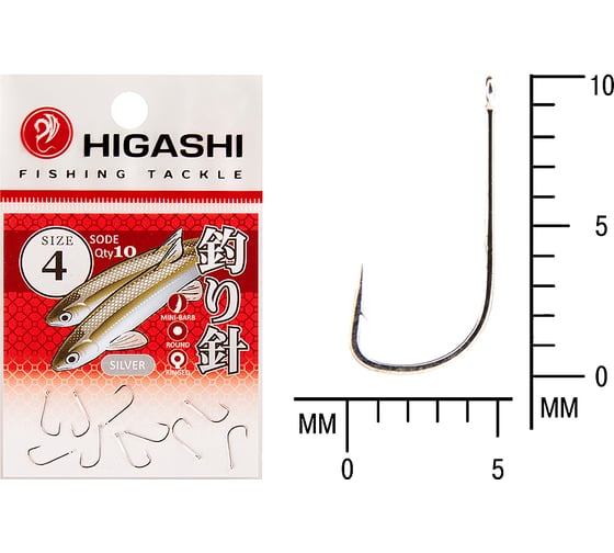 Крючок HIGASHI Sode ringed #4 Silver 04076 1