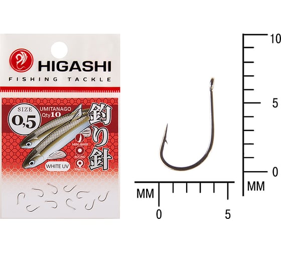 Крючок HIGASHI Umitanago ringed #0,5 White UV 03682 1