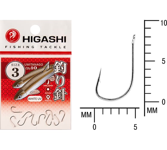 Крючок HIGASHI Umitanago ringed #3 White UV 03697