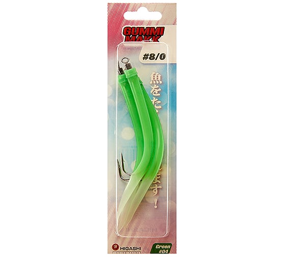 Крючок оснащенный кембриком HIGASHI Gummi Makk #8/0 (set-3pcs), #04 Green 00632_1804 1