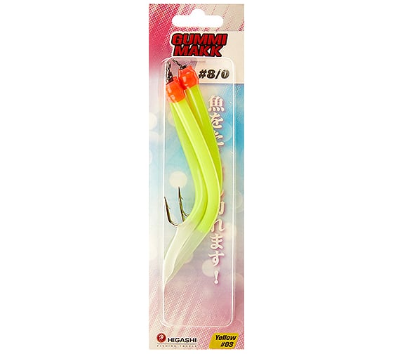 Крючок оснащенный кембриком HIGASHI Gummi Makk #8/0 (set-3pcs), #03 Yellow 00632_1442 1