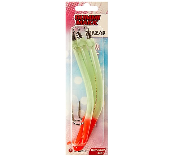 Крючок оснащенный кембриком HIGASHI Gummi Makk #12/0 (set-3pcs), #02 Red Head 00634_2711 1