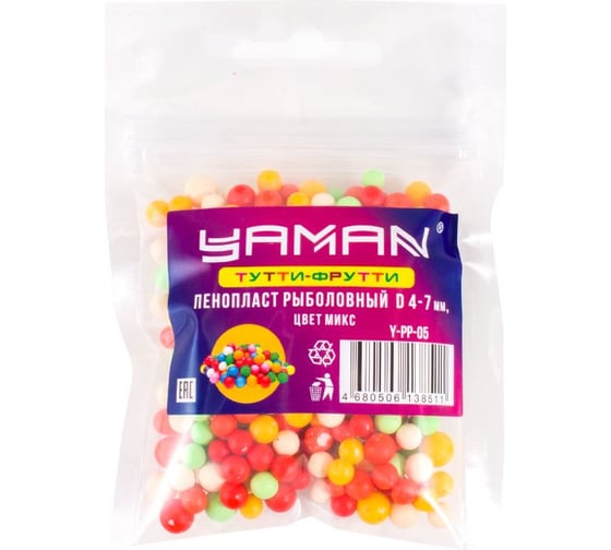Пенопласт рыболовный Yaman Тутти-фрутти, d 4-7 мм, микс Y-PP-05 1