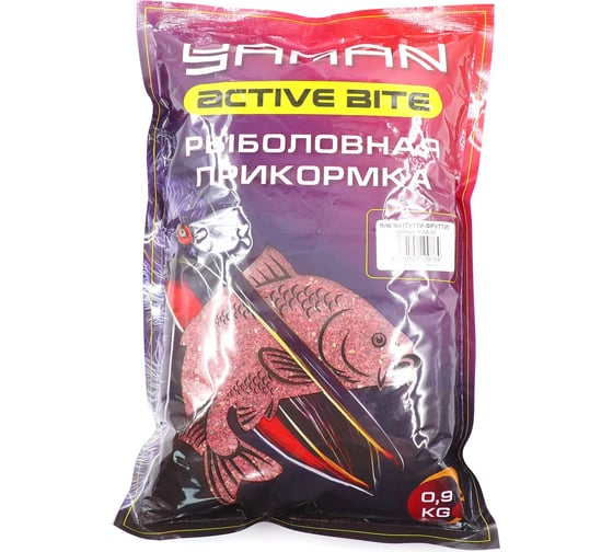 Прикормка Yaman Active Bite Плотва (тутти-фрутти), красный, 900 г Y-AB-09