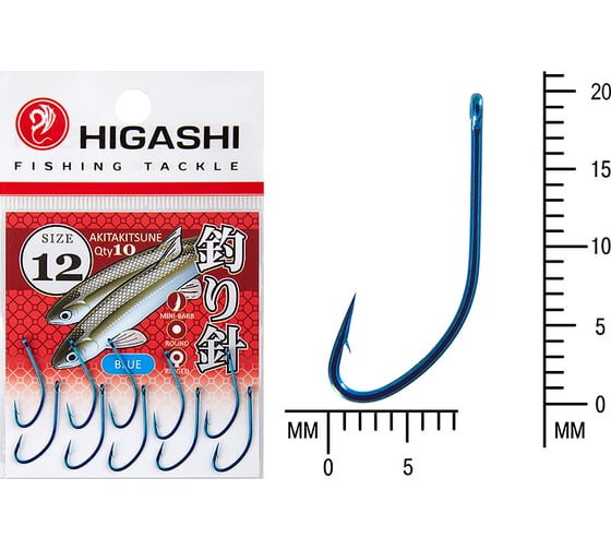 Крючок HIGASH Akitakitsune ringed #12 Blue 01347 1