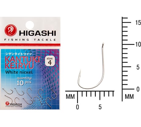 Крючок HIGASHI Kantuki Keiryu #4 White nickel 01357