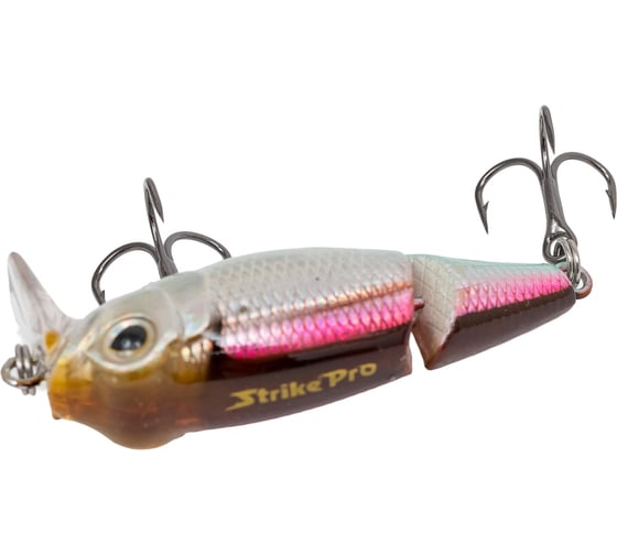 Воблер Strike Pro Составной Pygmy Jointed 40, цвет: A53-EP Silver Smelt UV EG-073J#A53-EP