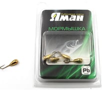Мормышка Yaman капля с отверстием, цвет GOLD PLATED, с фосф. пяткой, d 3, вес 0.2 г, 5 шт Я-МР0141