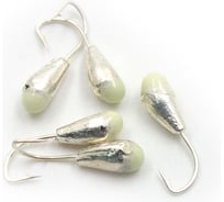 Мормышка Yaman капля с отверстием, цвет SILVER PLATED, с фосф. пяткой, d 6, вес 1,3 г, 5 шт Я-МР0157