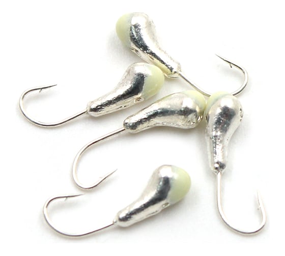 Мормышка Yaman уралка с отверстием, цвет SILVER PLATED, с фосф. пяткой, d 4, вес 0.5 г, 5 шт Я-МР0181 1