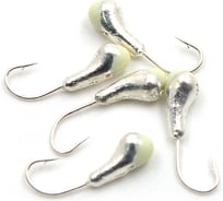 Мормышка Yaman уралка с отверстием, цвет SILVER PLATED, с фосф. пяткой, d 3, вес 0.3 г, 5 шт Я-МР0176