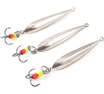 Блесна вертикальная Yaman Лодочка малая с тройником, размер 37 мм, вес 4 г, цвет никель, 3 шт Я-БВ124