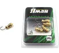 Мормышка Yaman шмель с отверстием, цвет GOLD PLATED, с фосф. пяткой, вес 1,2 г, 5 шт Я-МР0132