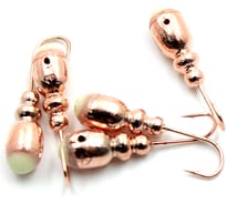 Мормышка Yaman Немка с отверстием, цвет COPPER PLATED, с фосфорной пяткой, вес 0,8 г, 5 шт Я-МР0127