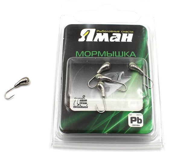 Мормышка Yaman уралка с отверстием, цвет NL с фосф. пяткой, d 4, вес 0.5 г, 5 шт Я-МР0179 1