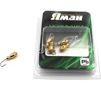 Мормышка Yaman щелкун с отверстием, цвет GOLD PLATED, с фосф. пяткой, вес 0.5 г, 5 шт Я-МР0136