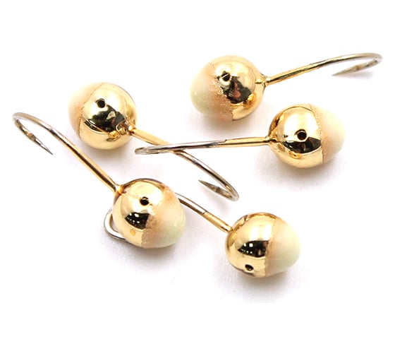 Мормышка Yaman шар с отверстием, цвет GOLD PLATED, с фосф. пяткой, d 4, вес 0.4 г, 5 шт Я-МР0190 1