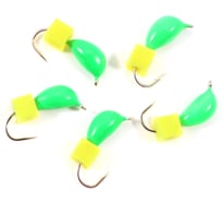 Мормышка безнасадочная Yaman Банан зеленый, d-3.5 мм, вес 0.7 г, ядреный кубик желтый, 5 шт Я-МР2590