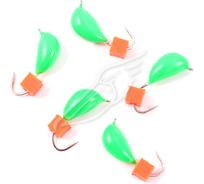 Мормышка безнасадочная Yaman Банан зеленый, d-4.5 мм, вес 1.3 г, ядреный кубик красный, 5 шт Я-МР2586