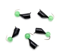 Мормышка безнасадочная Yaman Гвоздешарик черный, d-4 мм, вес 1.2 г, кошачий глаз зеленый, 5 шт Я-МР2720