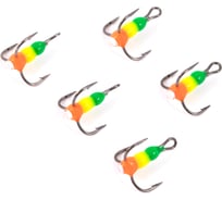 Крючок-тройник Yaman Светофор с глазком, размер 14 (INT), цв. флуоресцентный, 5 шт Я-ТК32