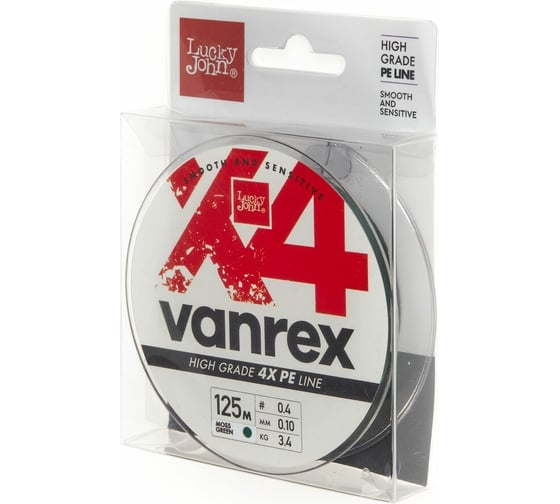 Плетеная леска LUCKY JOHN Vanrex х4 BRAID Moss Green 125/010 LJ4114-010 1