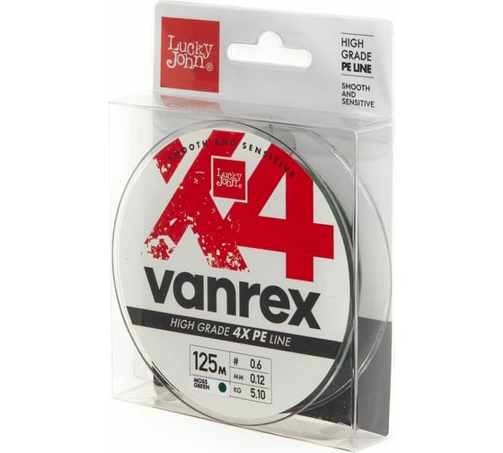 Плетеная леска LUCKY JOHN Vanrex х4 BRAID Moss Green 125/012 LJ4114-012