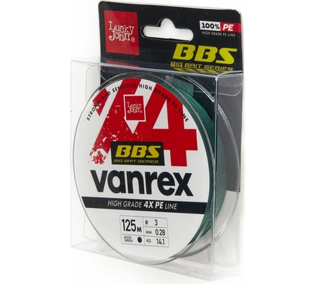 Плетеная леска LUCKY JOHN Vanrex BBS х4 BRAID Moss Green 125/028 LJ4114-028