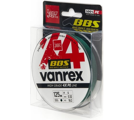 Плетеная леска LUCKY JOHN Vanrex BBS х4 BRAID Moss Green 125/032 LJ4114-032 1