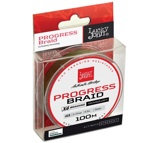 Плетеная леска LUCKY JOHN Progress BRAID Green 100/015 LJ4106-015 1