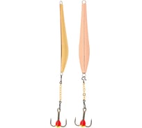 Вертикальная зимняя блесна с цепочкой и тройником LUCKY JOHN DOUBLE BLADE, 55мм, расцветка GC, блистер LJDD55-GC