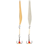Вертикальная зимняя блесна с цепочкой и тройником LUCKY JOHN DOUBLE BLADE, 55мм, расцветка SG, блистер LJDD55-SG