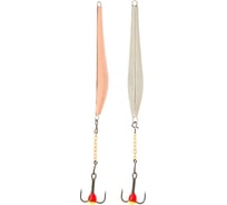 Вертикальная зимняя блесна с цепочкой и тройником LUCKY JOHN DOUBLE BLADE, 55мм, расцветка CS, блистер LJDD55-CS