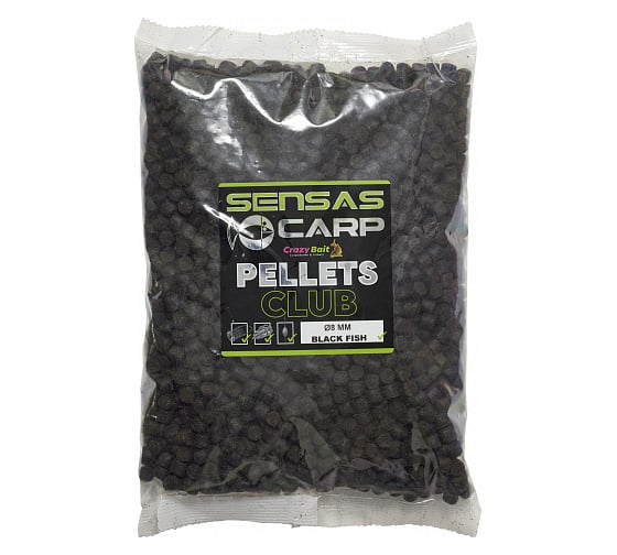 Пеллетс Sensas Club BLACK FISH 8мм, 1кг SE-62876