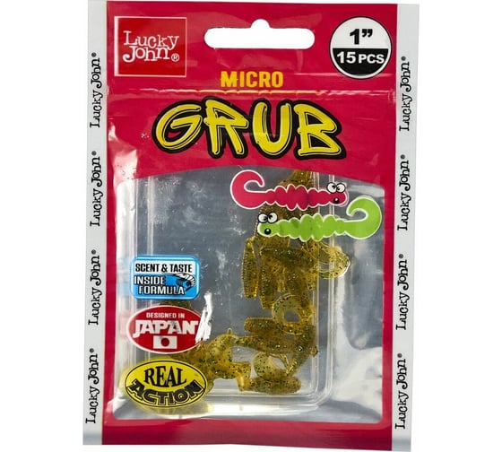 Съедобные искусственные твистеры LUCKY JOHN LJ Pro Series MICRO GRUB 1,0in, цвет PA19, 15шт. 140159-PA19