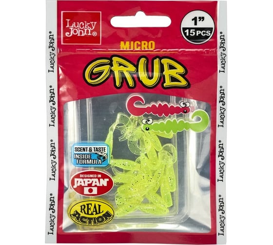Съедобные искусственные твистеры LUCKY JOHN LJ Pro Series MICRO GRUB 1,0in, цвет 071, 15шт. 140159-071