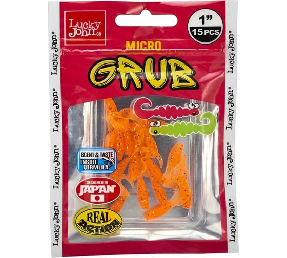 Съедобные искусственные твистеры LUCKY JOHN LJ Pro Series MICRO GRUB 1,0in, цвет 036, 15шт. 140159-036