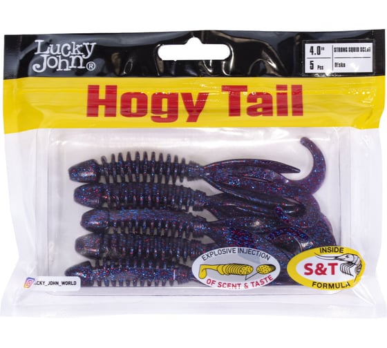 Твистеры съедобные искусственные Lucky John LJ Pro Series HOGY TAIL 4,0in (10.00)/S63, 5шт 140219-S63