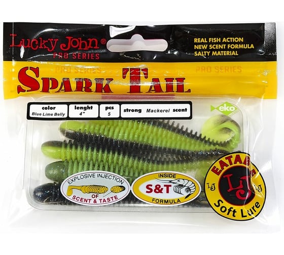 Съедобные искусственные виброхвосты LUCKY JOHN LJ Pro Series Spark Tail 4,0in, цвет T53, 5шт. 140168-T53