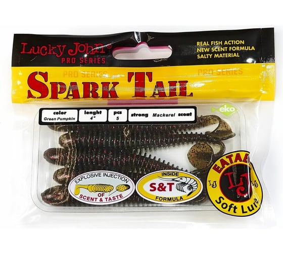 Съедобные искусственные виброхвосты LUCKY JOHN LJ Pro Series Spark Tail 4,0in, цвет PA03, 5шт. 140168-PA03