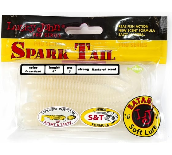 Съедобные искусственные виброхвосты LUCKY JOHN LJ Pro Series Spark Tail 4,0in, цвет 033, 5шт. 140168-033