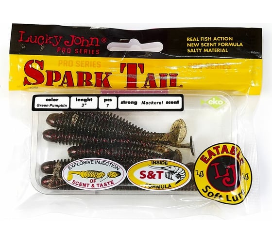 Съедобные искусственные виброхвосты LUCKY JOHN LJ Pro Series Spark Tail 3,0in, цвет PA03, 7шт. 140167-PA03