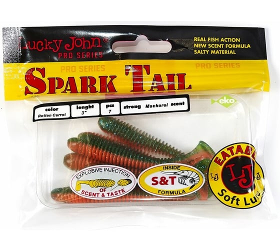 Съедобные искусственные виброхвосты LUCKY JOHN LJ Pro Series Spark Tail 3,0in, цвет T56, 7шт. 140167-T56