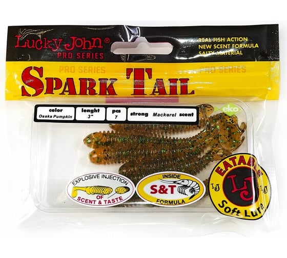 Съедобные искусственные виброхвосты LUCKY JOHN LJ Pro Series Spark Tail 3,0in, цвет PA19, 7шт. 140167-PA19