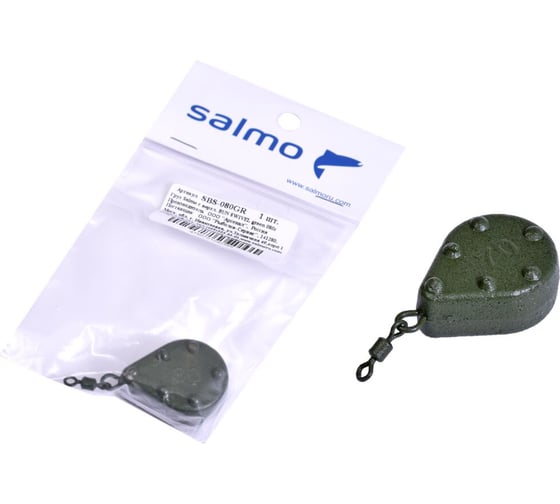 Грузило с вертлюгом SALMO BUN SWIVEL green, 080г SBS-080GR 1